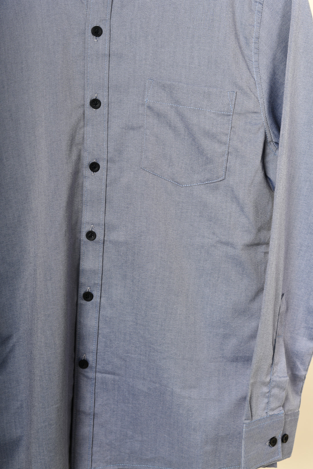 Camisa oxford manga larga cuello normal - azul grisácea