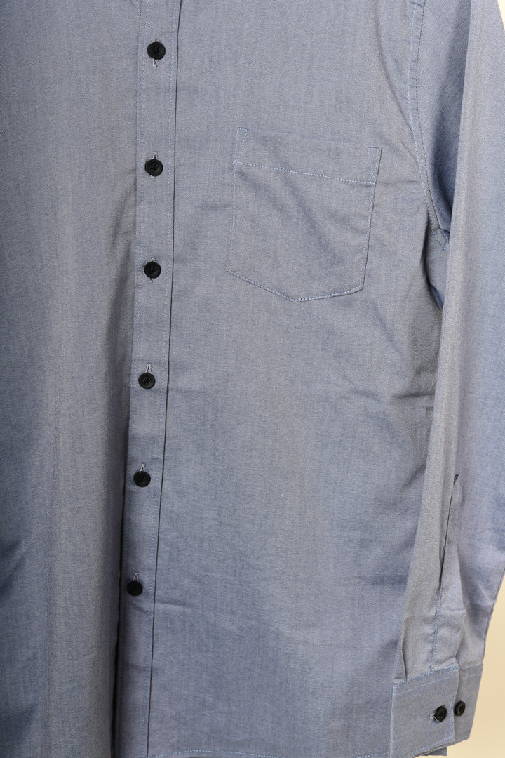 Camisa oxford manga larga cuello normal - azul grisácea