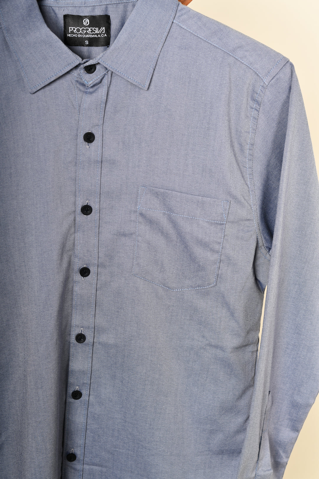 Camisa oxford manga larga cuello normal - azul grisácea