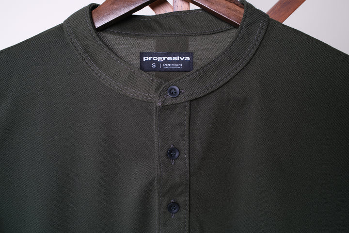Polo cuello chino - verde olivo