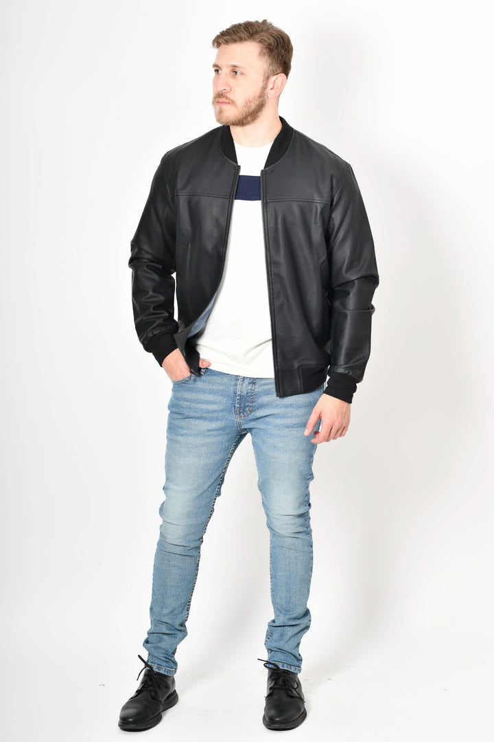 Bomber jacket cuerina - negro
