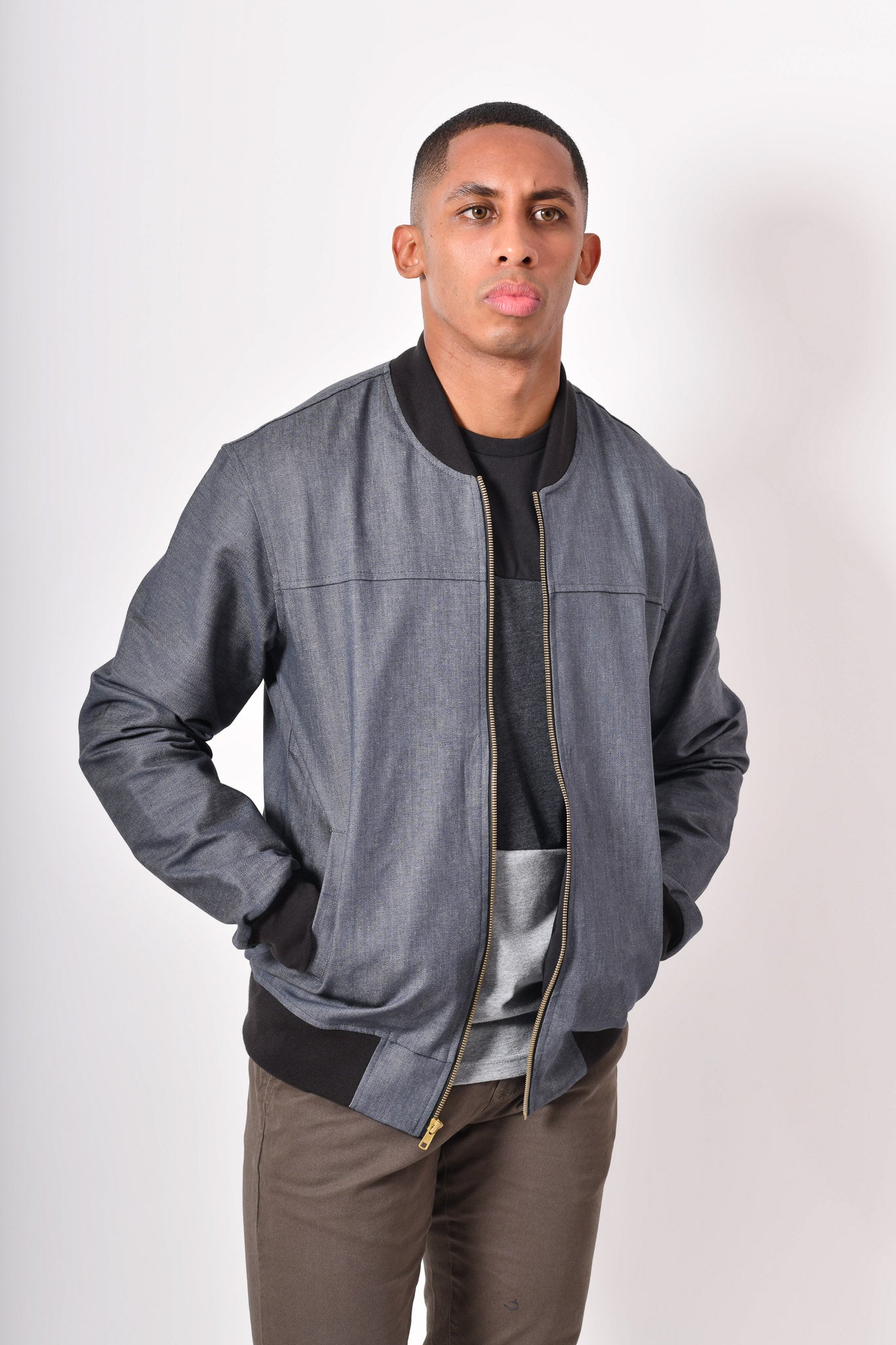Bomber jacket  - lona light wash
