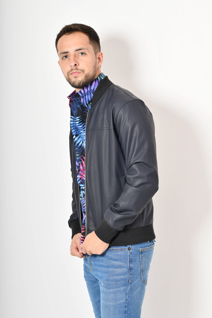 Bomber jacket cuerina - azul