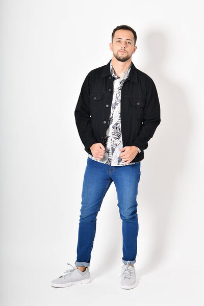 Camisa tropical de flores - gris blanca