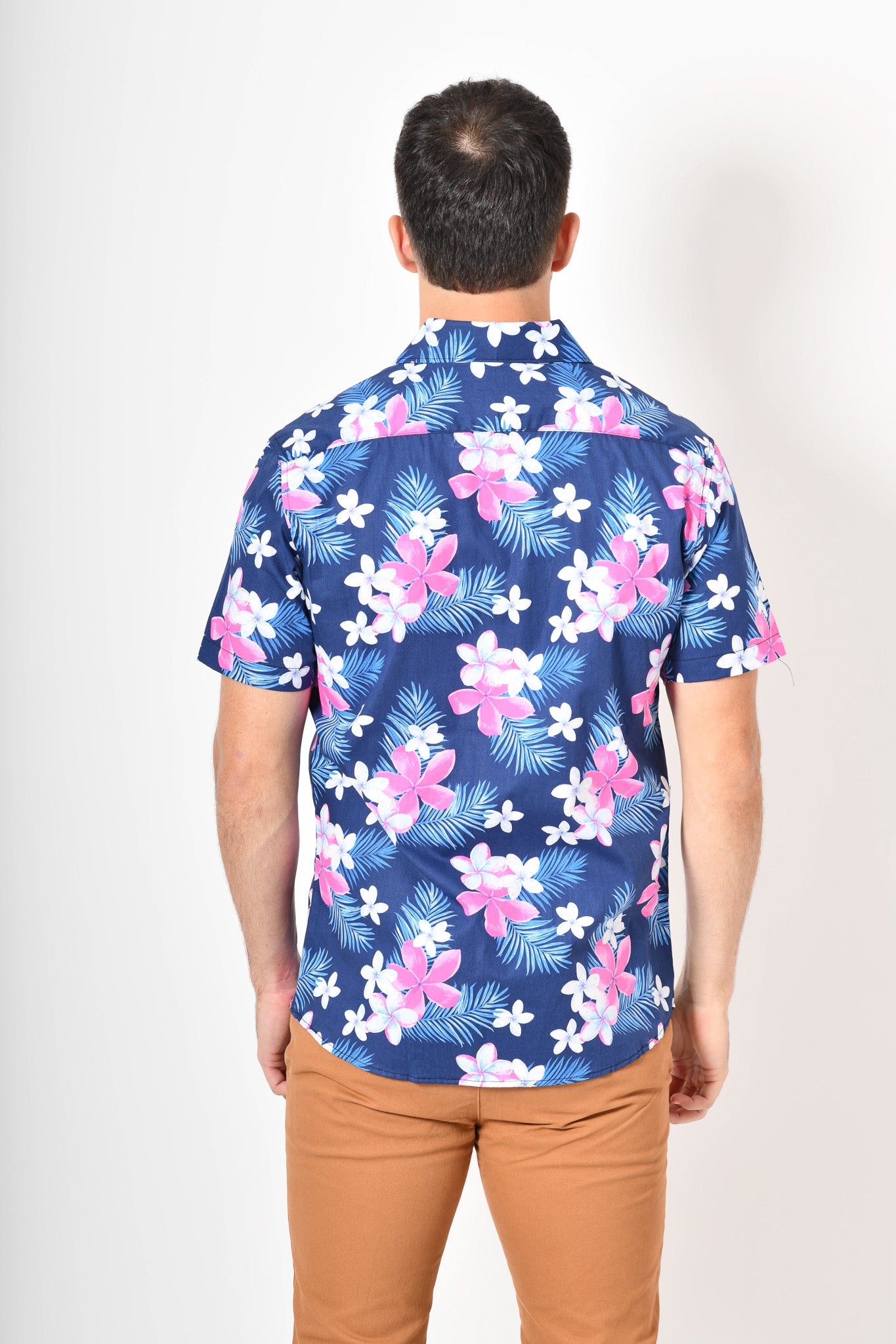 Camisa tropical de flores -  Azul rosa
