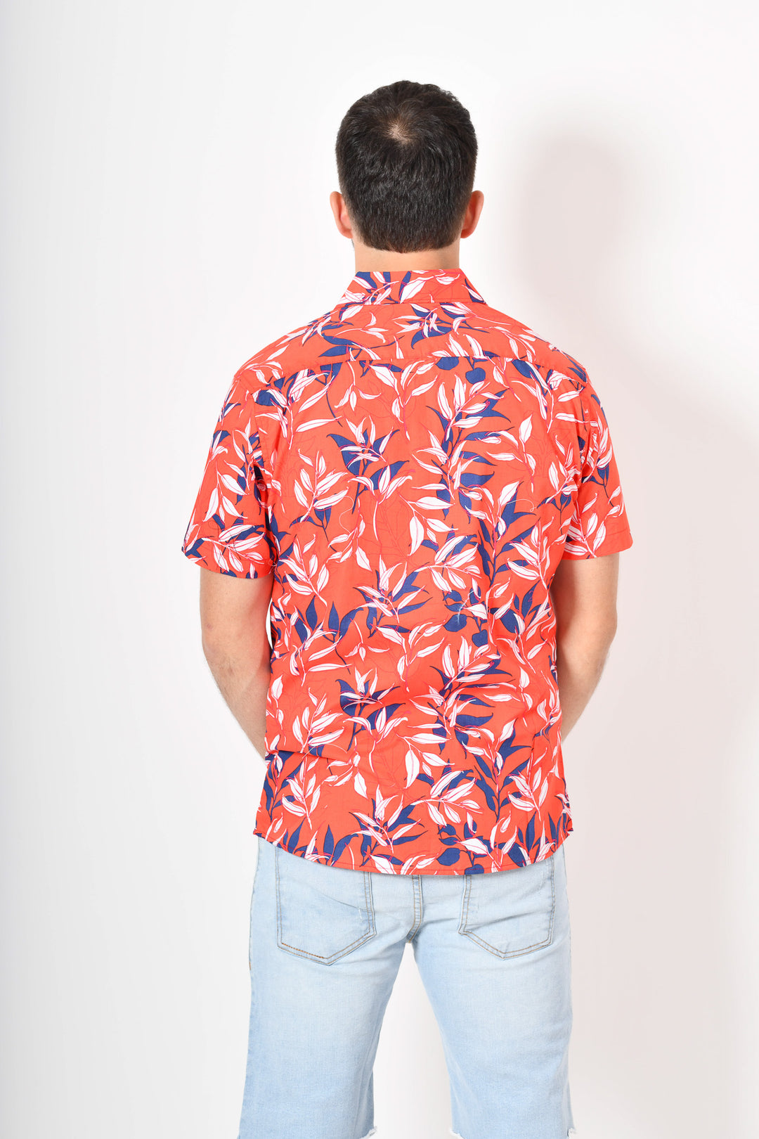 Camisa tropical de flores -  roja blanca