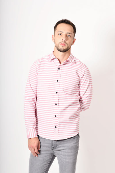Camisa premium -  blanca rayas rojo