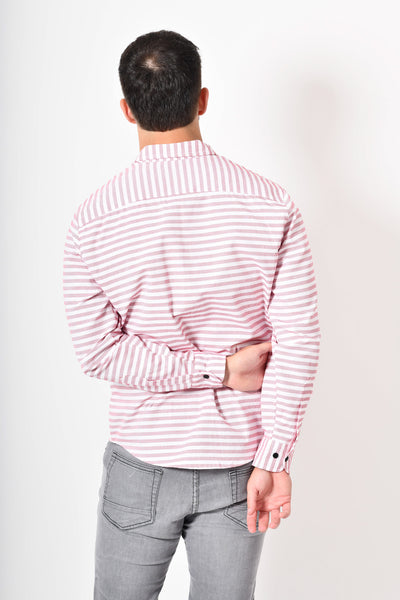Camisa premium -  blanca rayas rojo