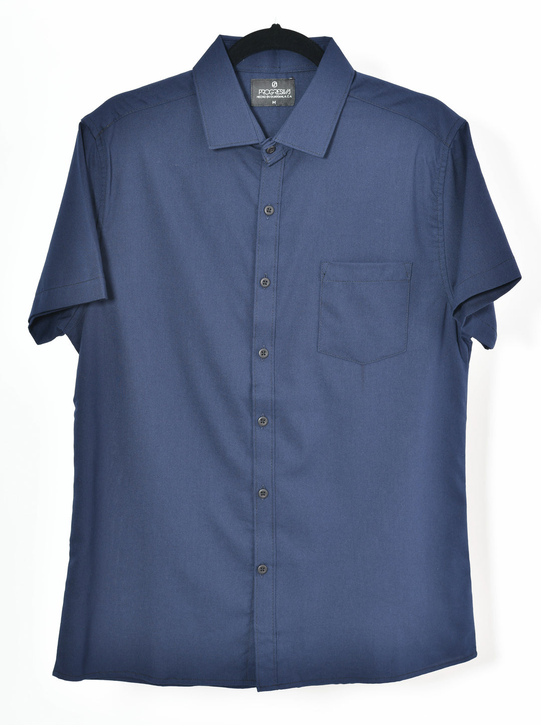 Camisa oxford manga corta cuello normal - azul marino