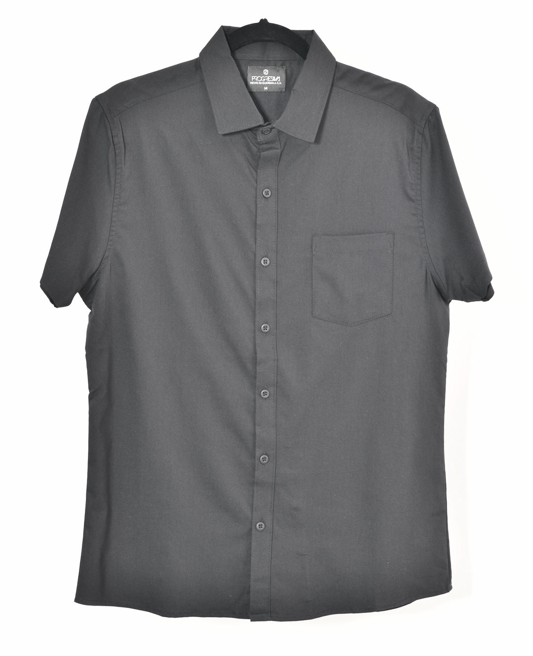 Camisa oxford manga corta cuello normal - negro