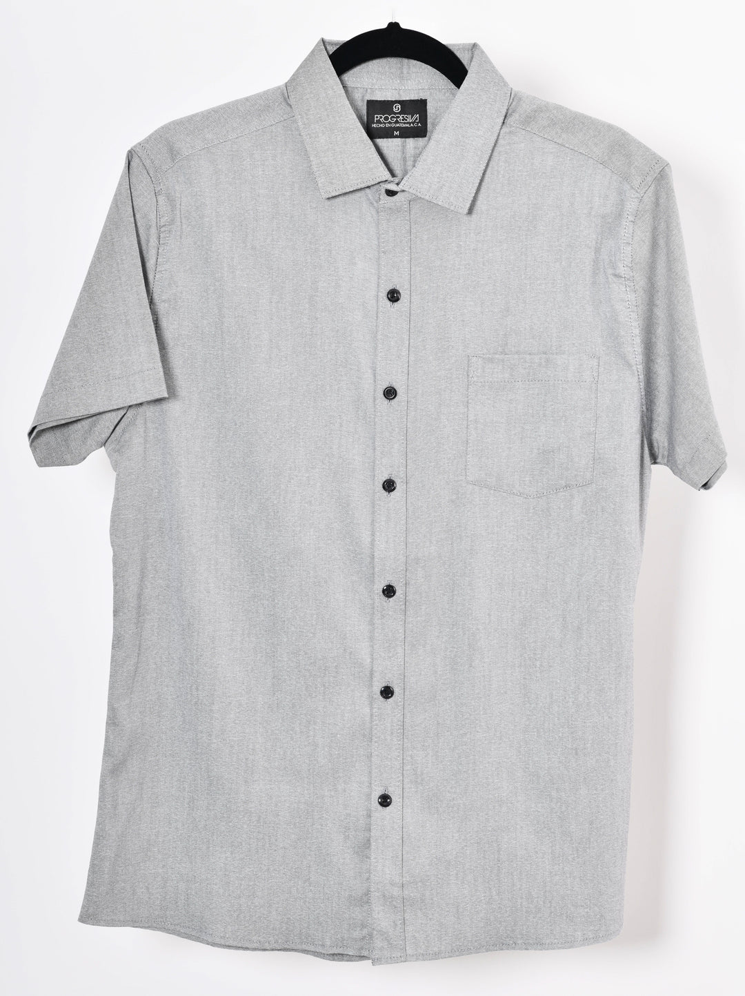 Camisa oxford manga corta cuello normal - gris