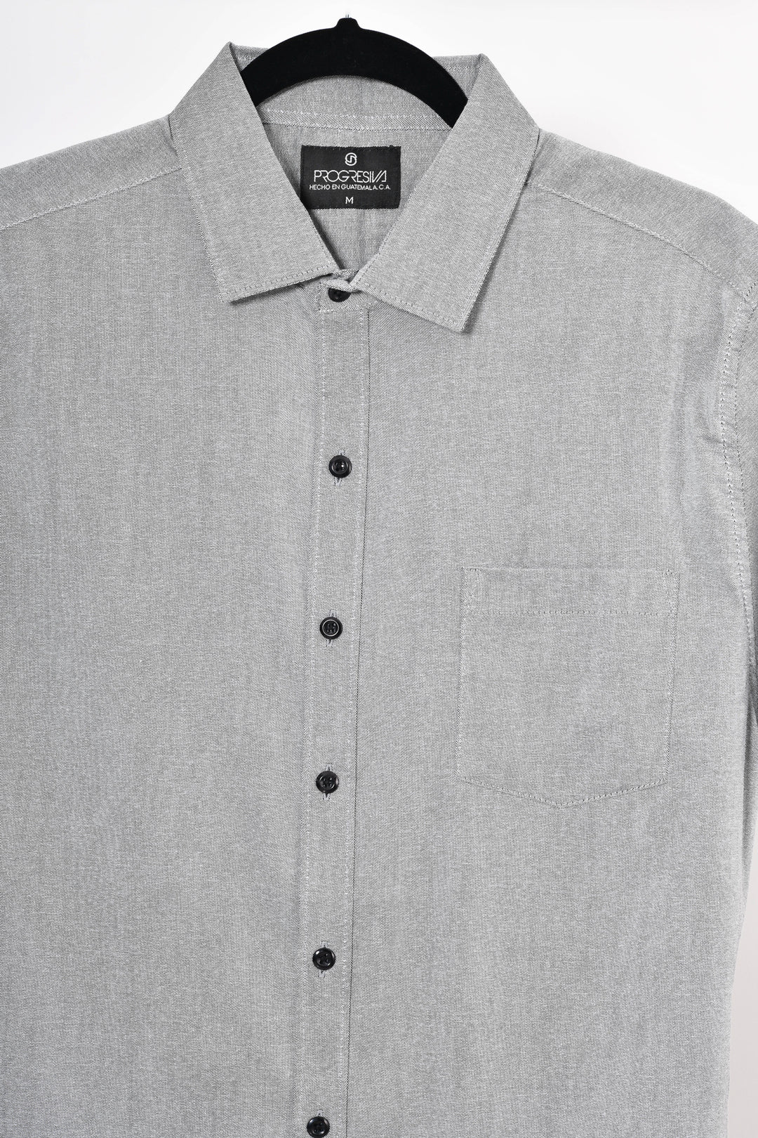 Camisa oxford manga corta cuello normal - gris