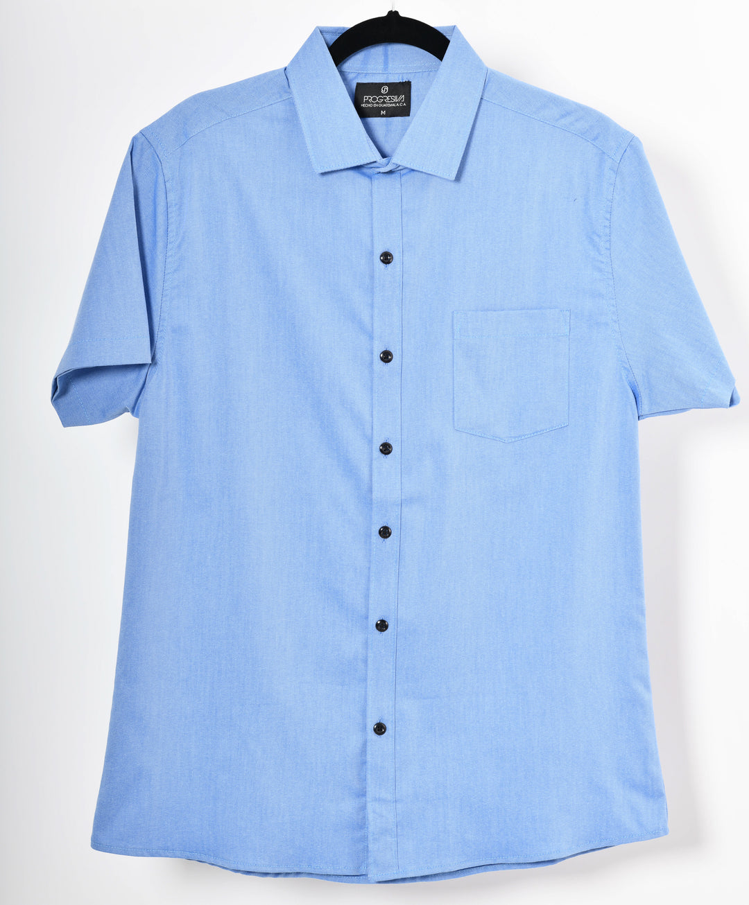 Camisa oxford manga corta cuello normal - azul