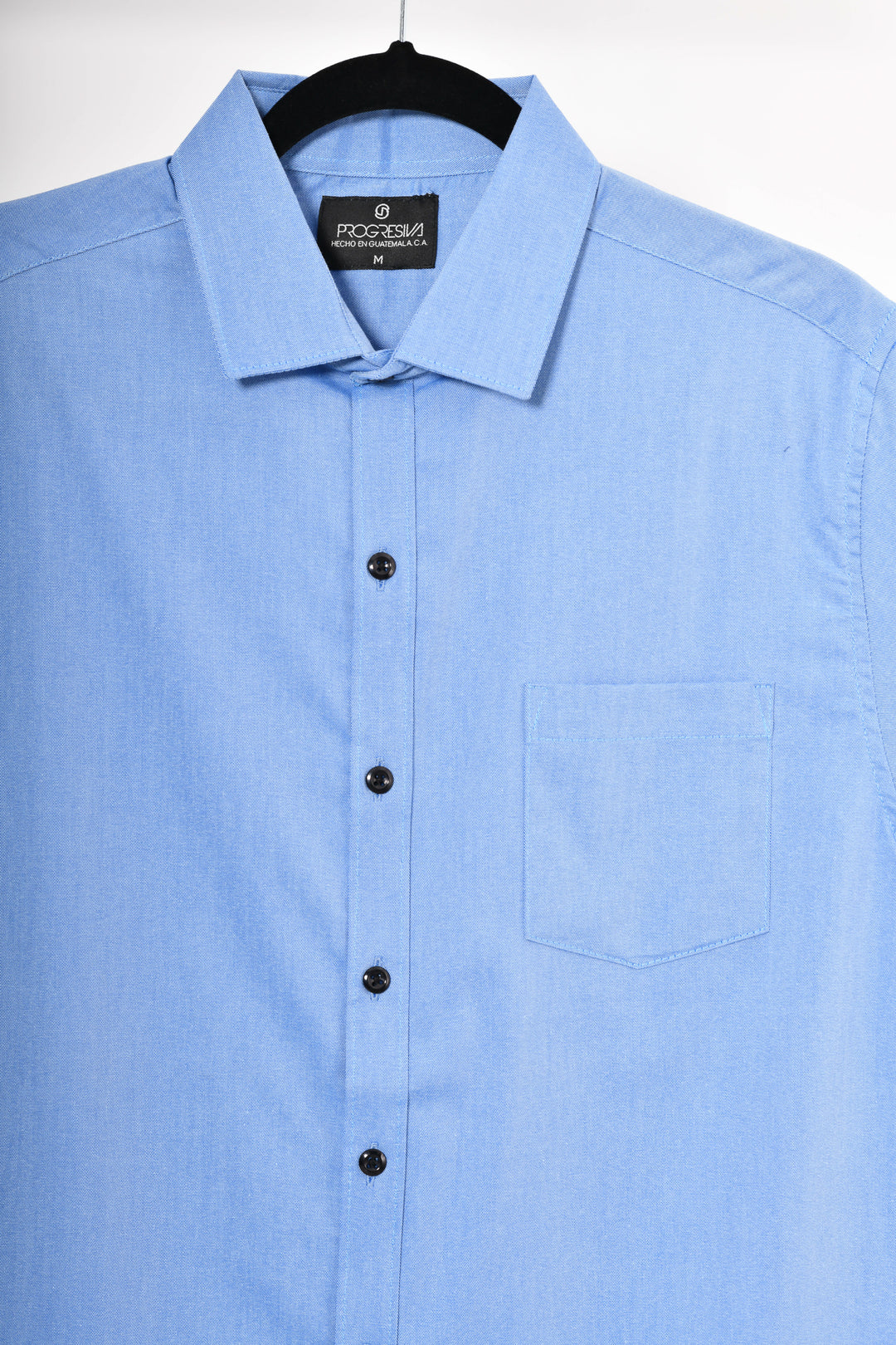 Camisa oxford manga corta cuello normal - azul