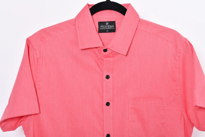 Camisa oxford manga corta cuello normal - palo rosa oscuro