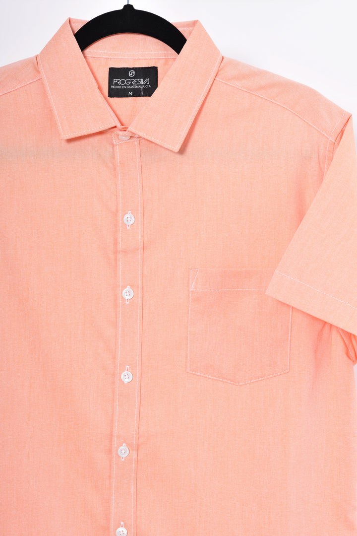 Camisa oxford manga corta cuello normal - naranja