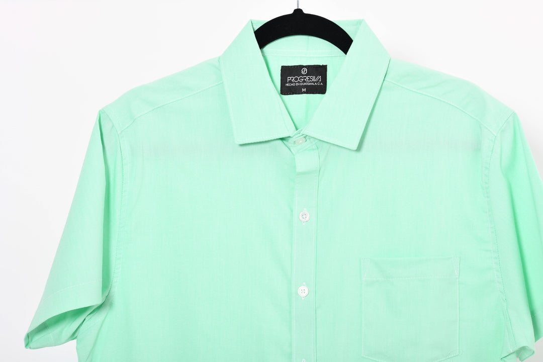 Camisa oxford manga corta cuello normal - verde