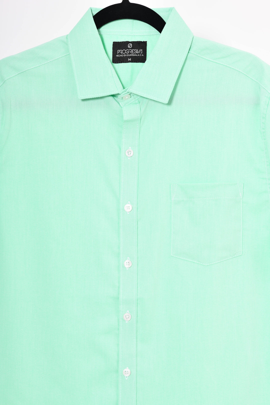 Camisa oxford manga corta cuello normal - verde
