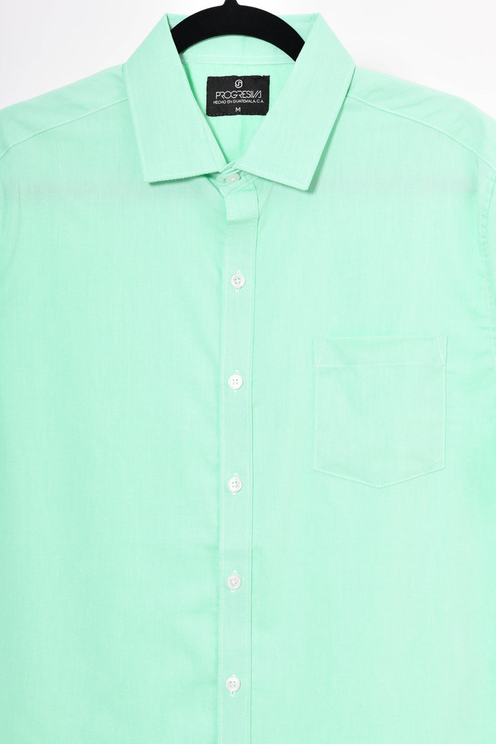 Camisa oxford manga corta cuello normal - verde