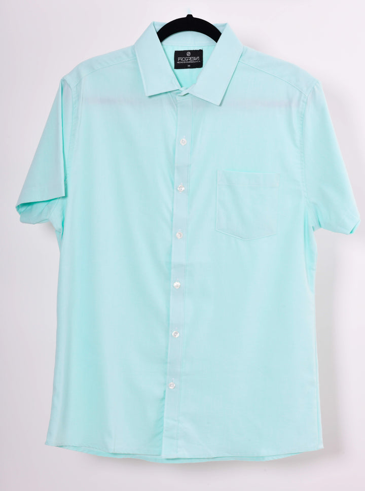 Camisa oxford manga corta cuello normal - verde menta