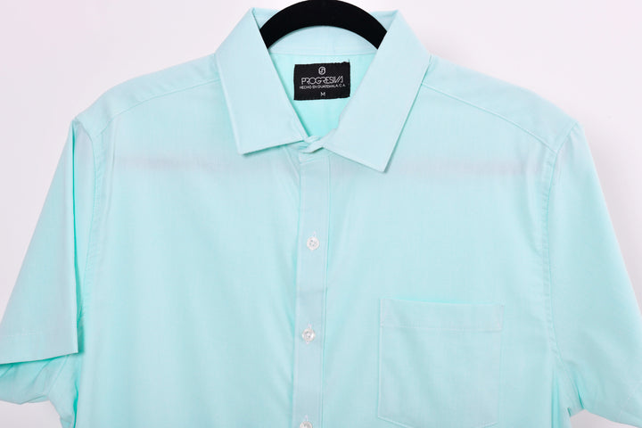 Camisa oxford manga corta cuello normal - verde menta