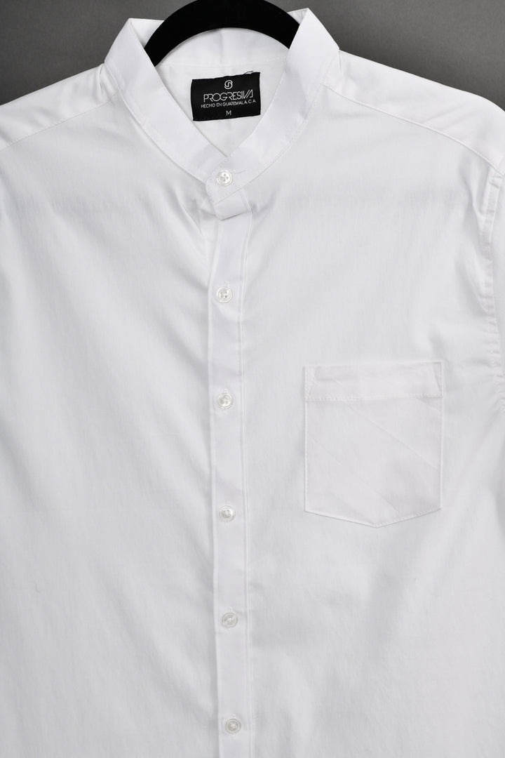Camisa oxford manga corta cuello chino - blanco - STRETCH