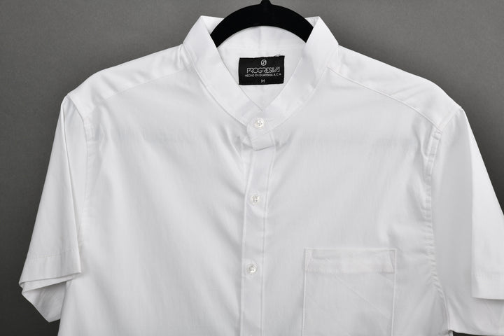 Camisa oxford manga corta cuello chino - blanco - STRETCH