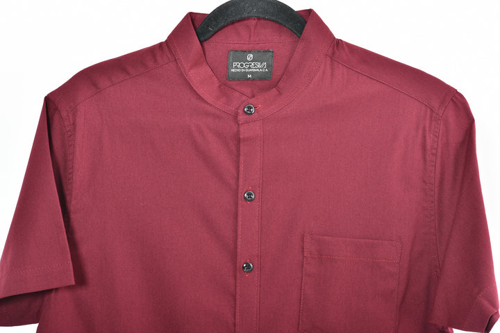 Camisa oxford manga corta cuello chino - corinto