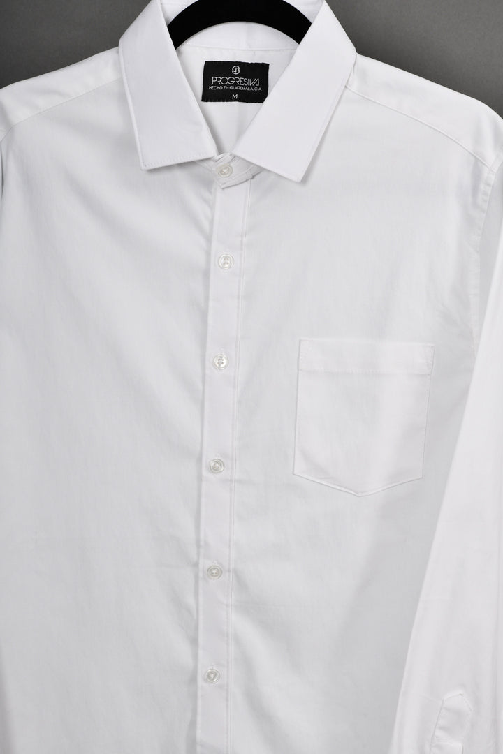 Camisa oxford manga larga cuello normal - blanca - STRETCH