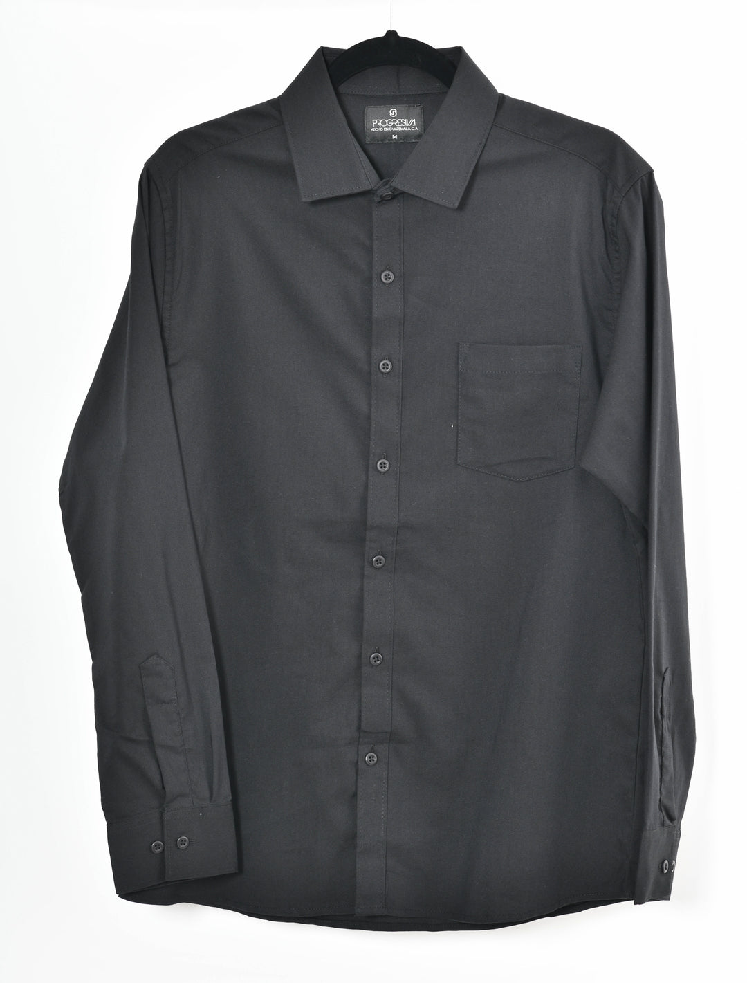 Camisa oxford manga larga cuello normal - negro