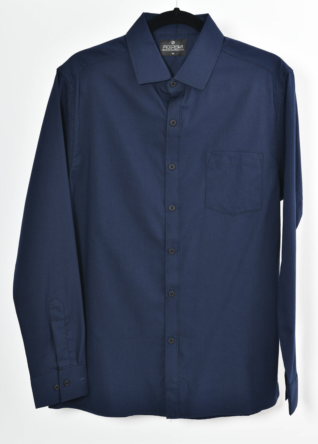 Camisa oxford manga larga cuello normal - azul marino