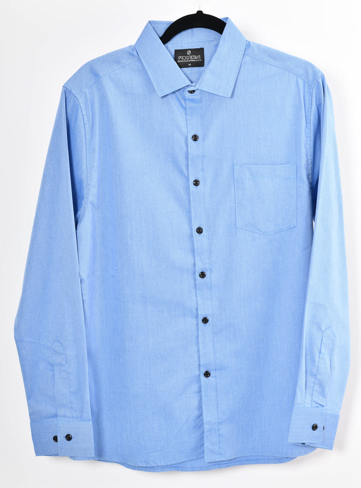 Camisa oxford manga larga cuello normal - azul