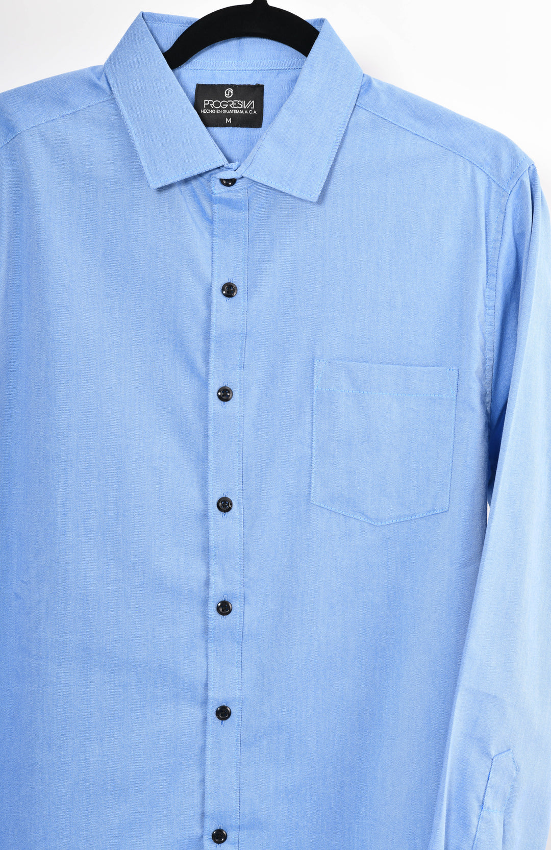 Camisa oxford manga larga cuello normal - azul
