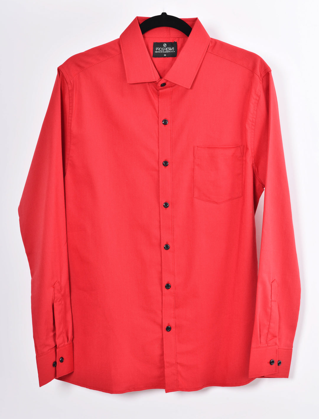 Camisa oxford manga larga cuello normal - rojo