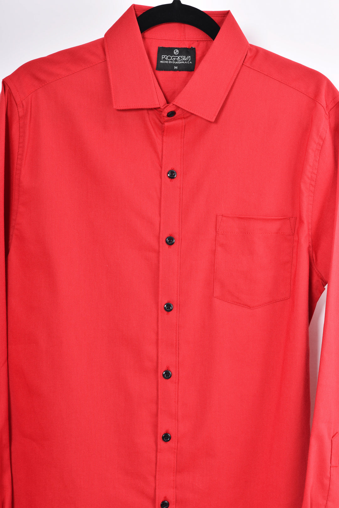 Camisa oxford manga larga cuello normal - rojo