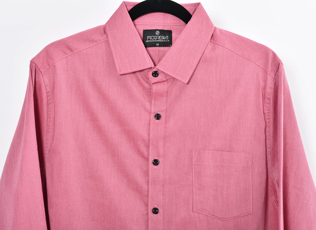Camisa oxford manga larga cuello normal - palo rosa oscuro
