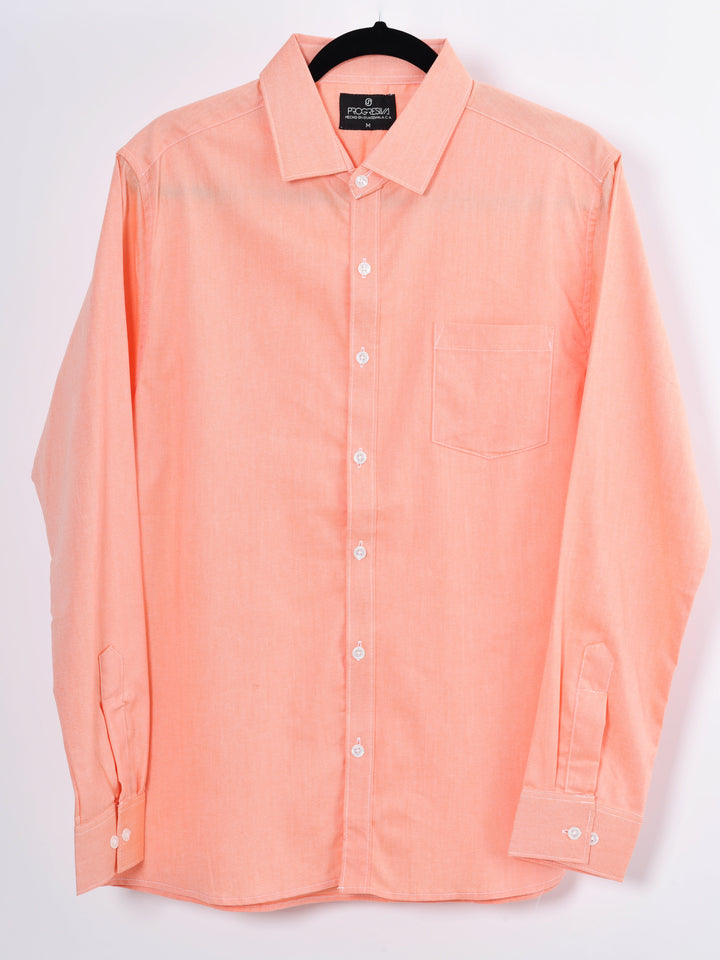 Camisa oxford manga larga cuello normal - naranja