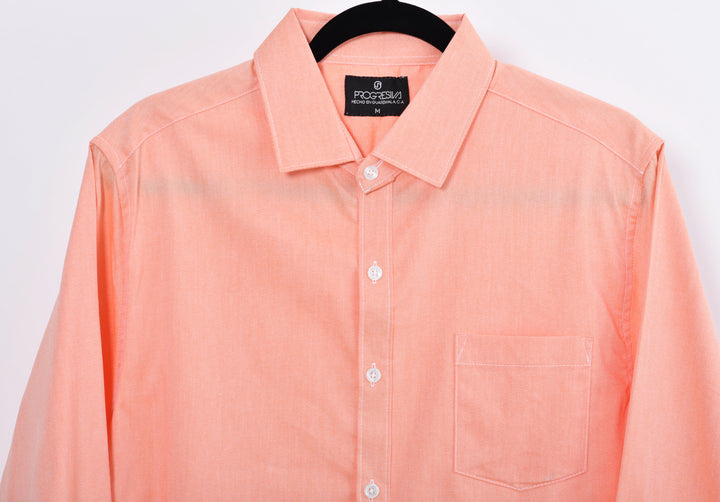 Camisa oxford manga larga cuello normal - naranja