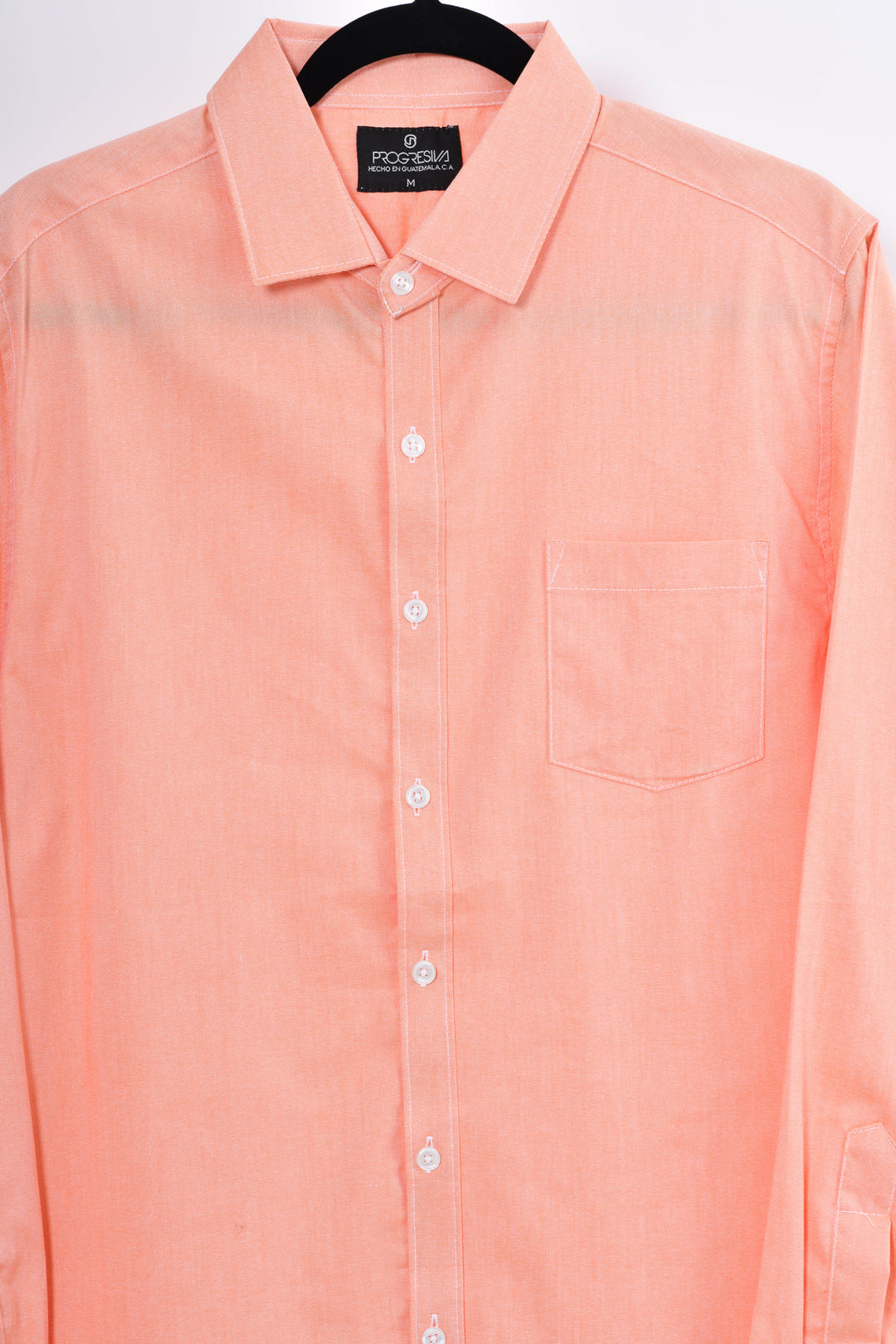 Camisa oxford manga larga cuello normal - naranja