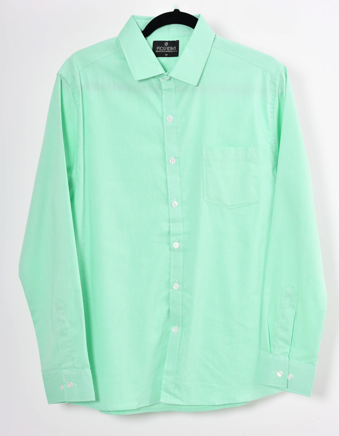 Camisa oxford manga larga cuello normal - verde