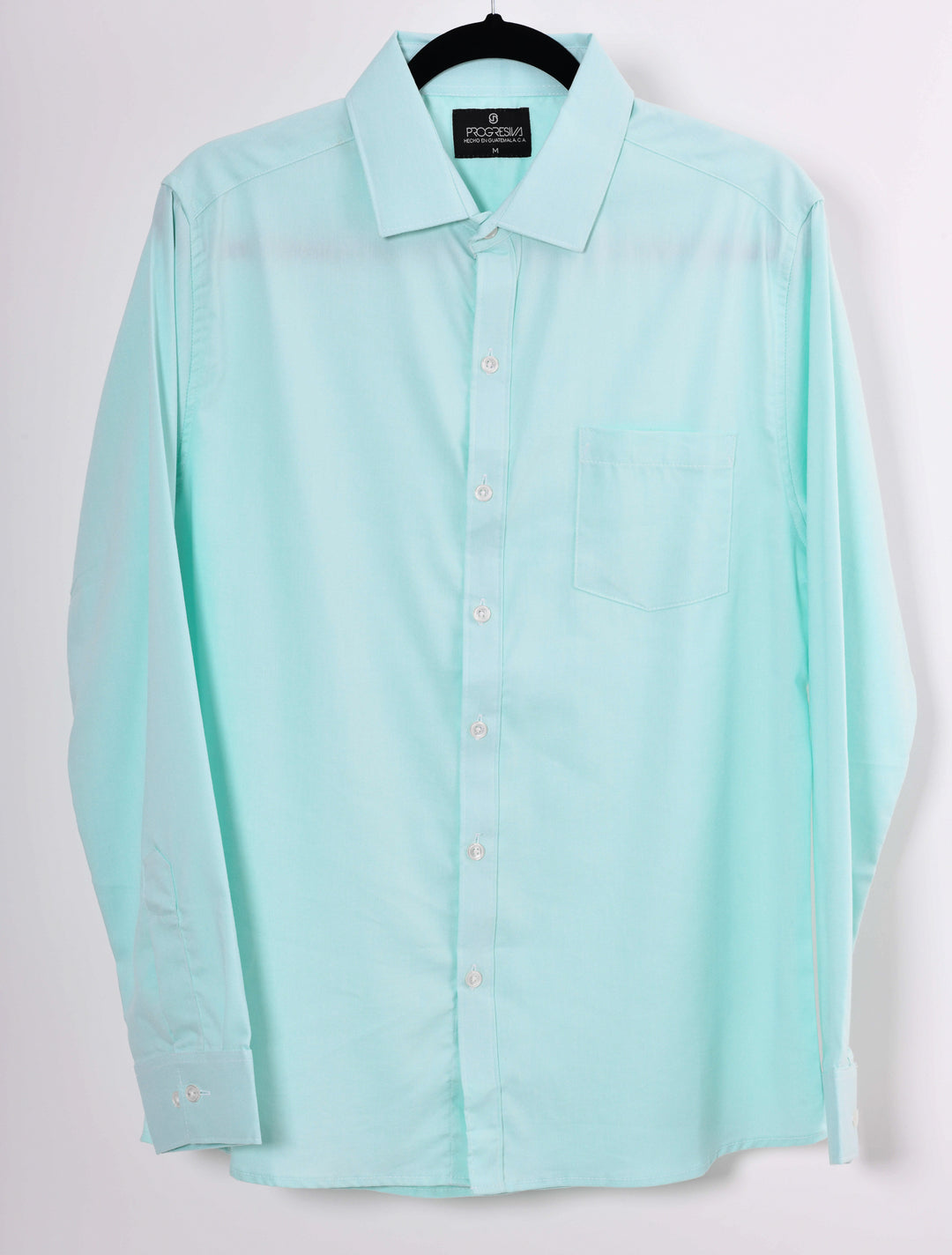 Camisa oxford manga larga cuello normal - verde menta