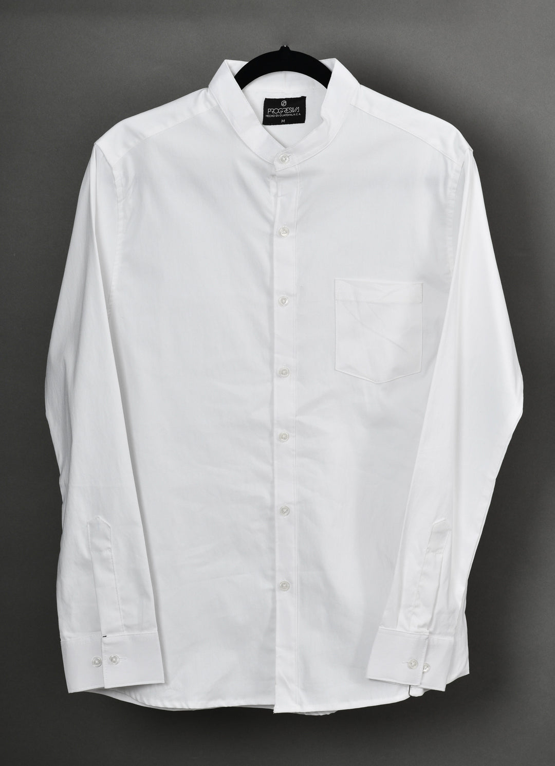 Camisa oxford manga larga cuello chino - blanco - STRETCH