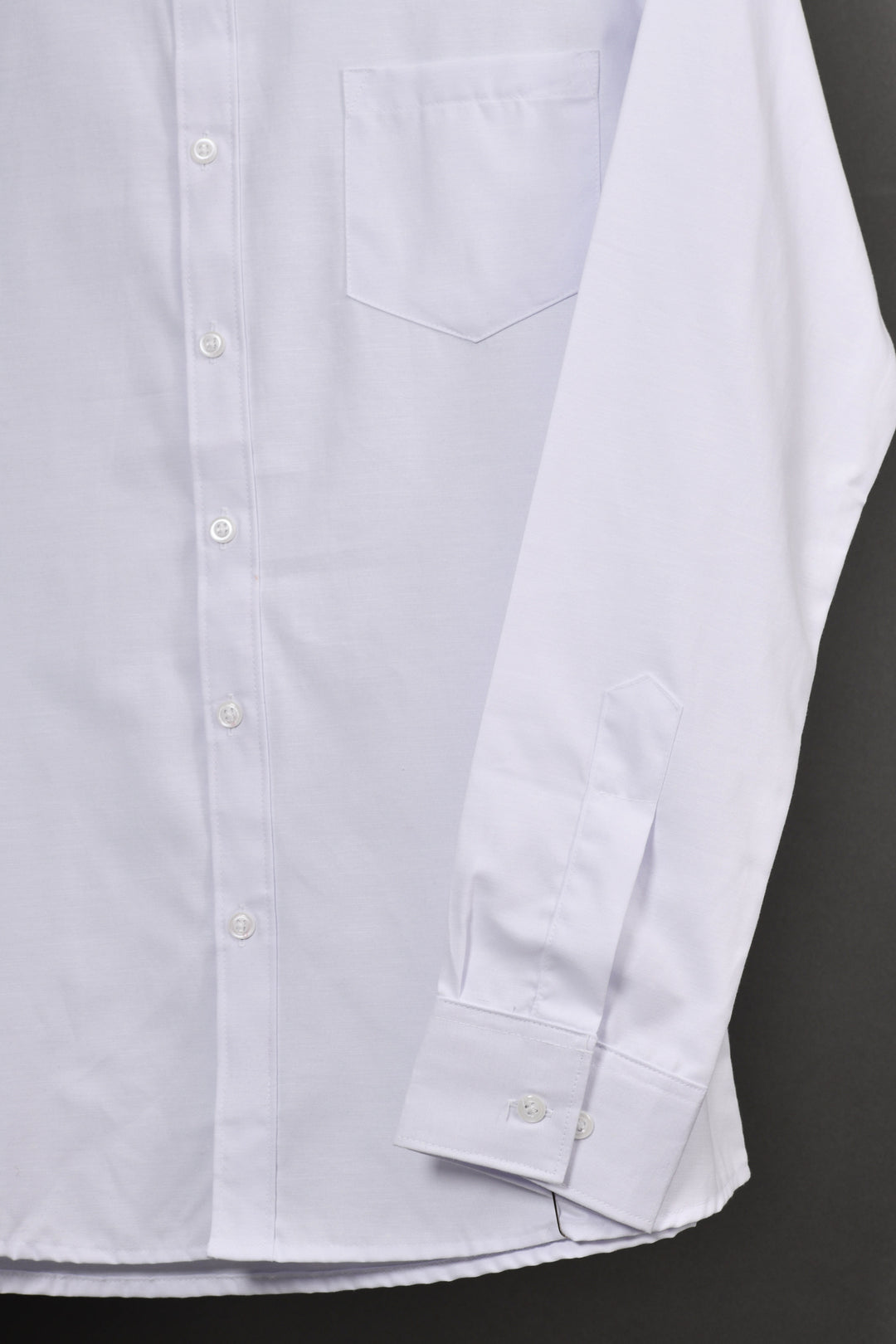 Camisa oxford manga larga cuello chino - blanco