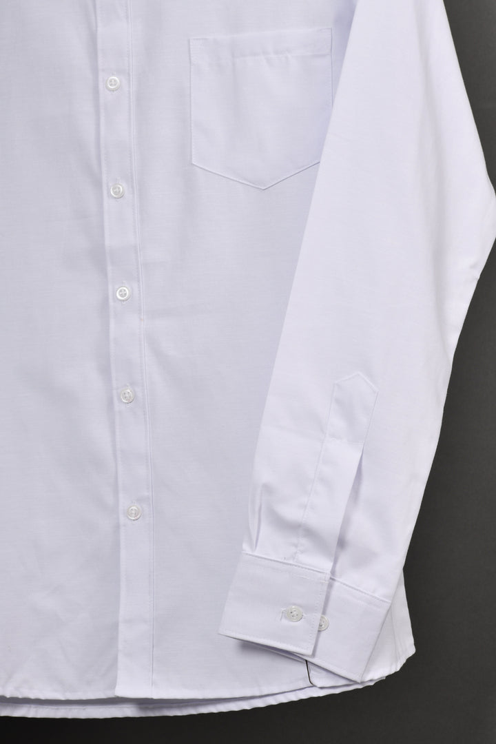 Camisa oxford manga larga cuello chino - blanco