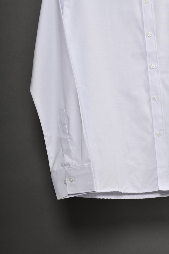 Camisa oxford manga larga cuello chino - blanco