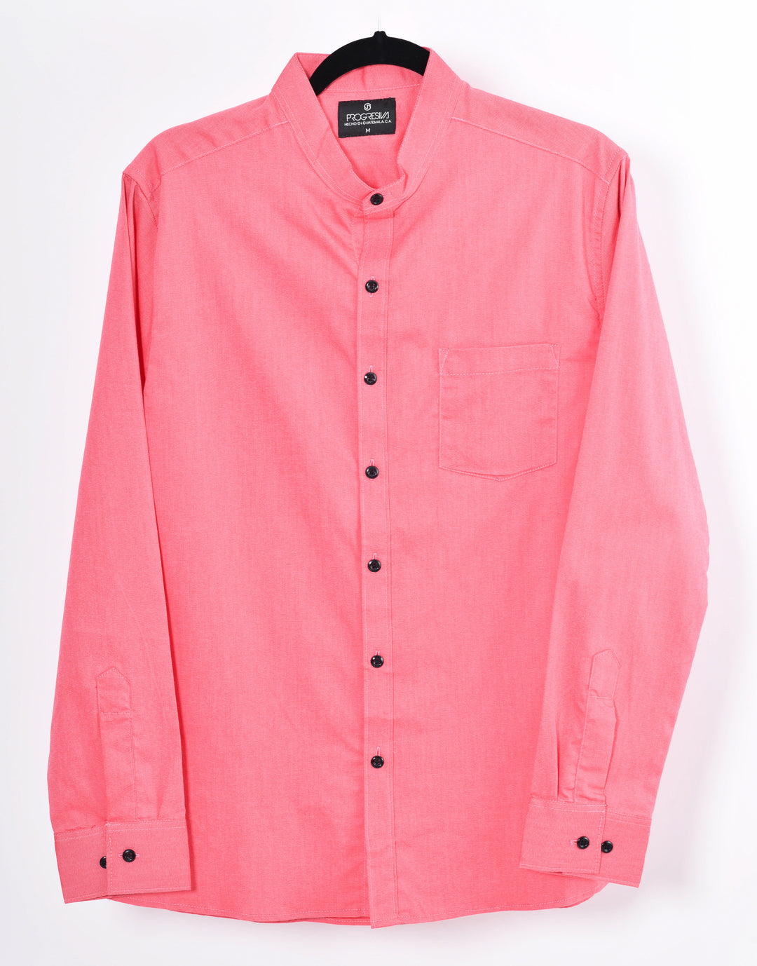 Camisa oxford manga larga cuello chino - palo rosa claro