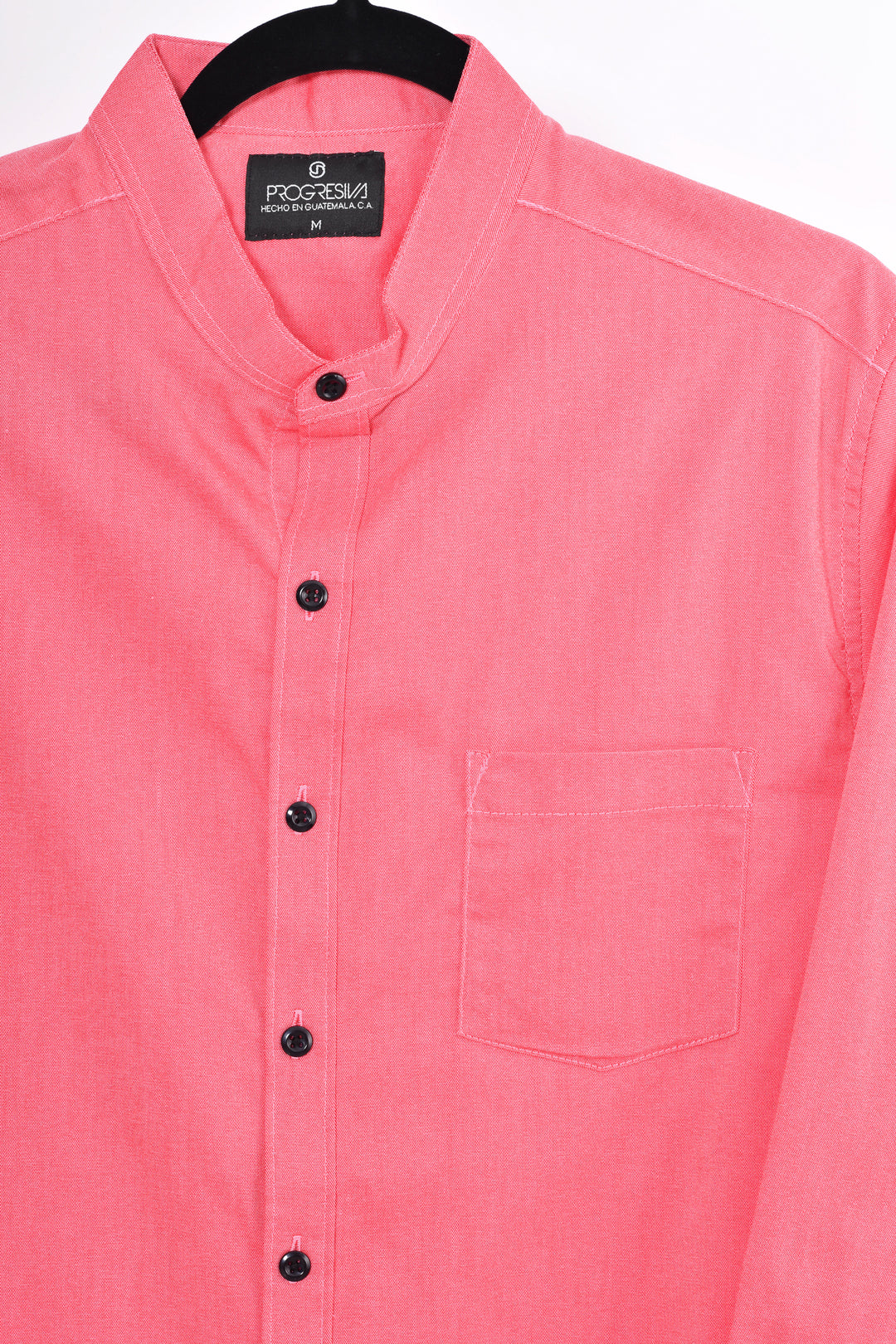 Camisa oxford manga larga cuello chino - palo rosa claro