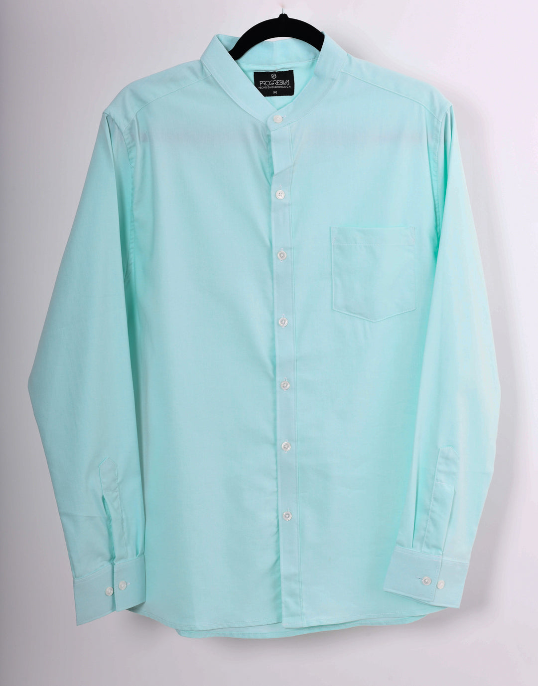 Camisa oxford manga larga cuello chino - menta