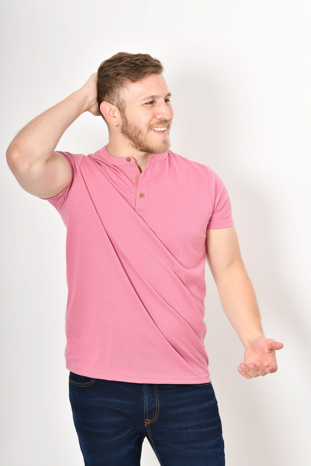 Polo cuello chino rosa - Main Image