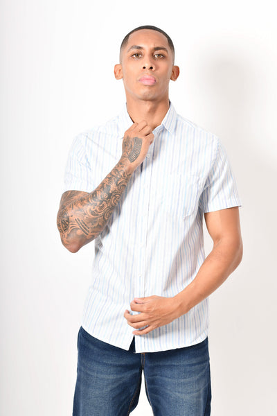 Camisa manga corta - blanca azul